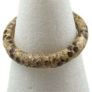 Snakeskin Style Leather Bangle Bracelet Neutral Brown‎ Statement Luxe 11in